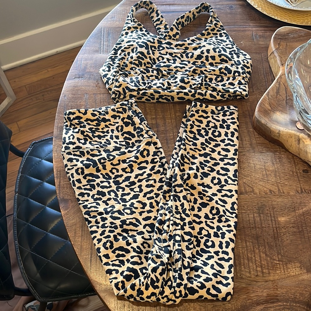 Matching leopard workout set